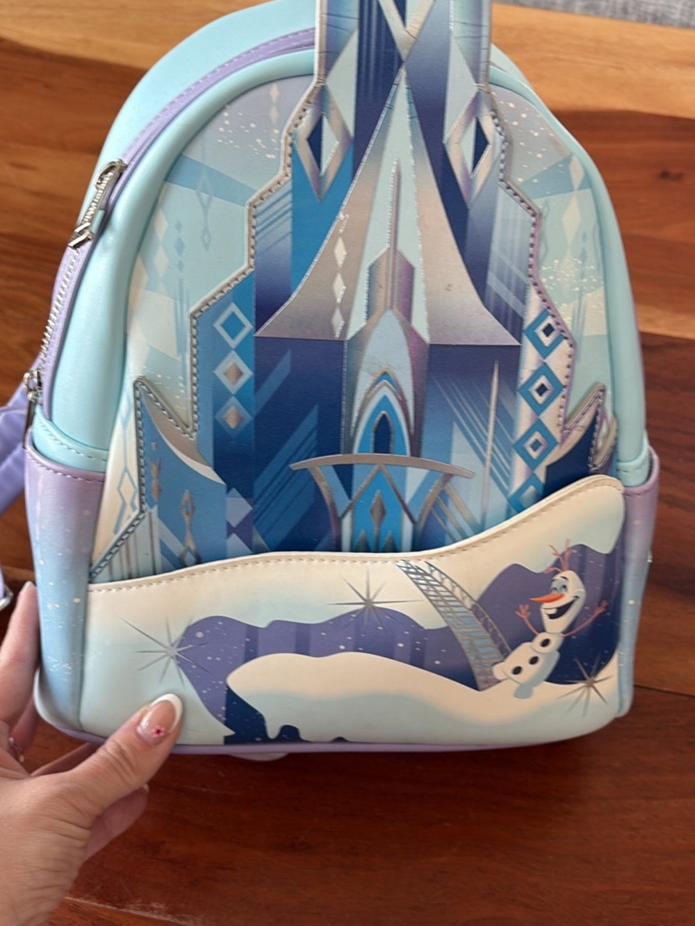 Loungefly Frozen II Ice Castle Mini Backpack – Blue, Light Blue, Purple, White